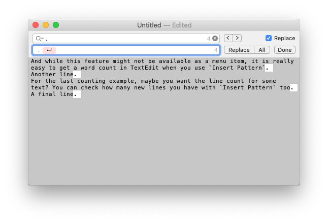 textedit-patterns-word-count-character-count-finding-and-replacing